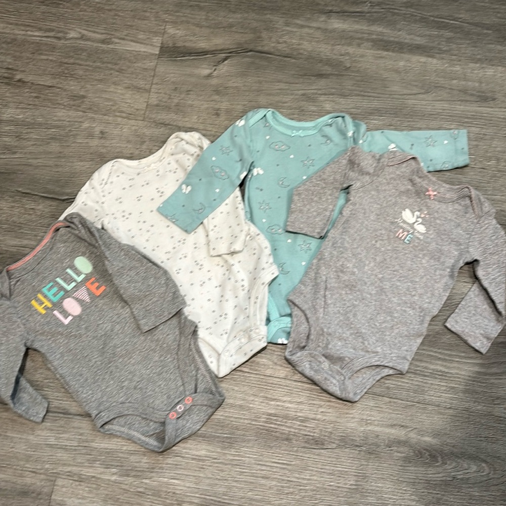 6 month girl, long sleeve onesie bundle